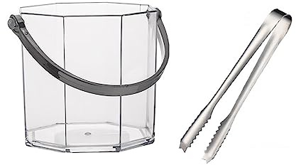 ZJFHEYUO Contenitore per Il Ghiaccio in Acrilico, secchielli per Il Ghiaccio con pinze e Manici, Secchiello per Vino in plastica da 950 ml, Secchiello per Bevande, Secchiello per