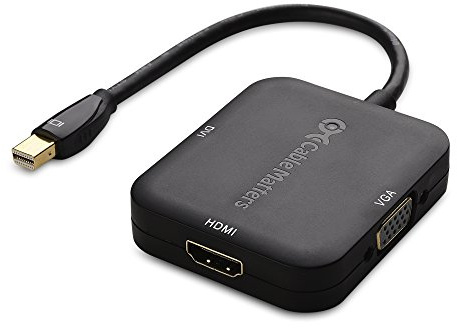 Cable Matters Mini DisplayPort to HDMI Adapter with VGA and DVI 3-in-1 Adapter in Black - Thunderbolt and Thunderbolt 2 Port Compatible - Supporting 4K Resolution via HDMI