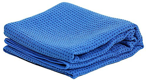 Raum der Stille Rutschfestes Yoga-Handtuch mit Silikon Noppen 183cm x 65cm 20% Polyamid 80% Polyester mit Netztäschchen (Blau)