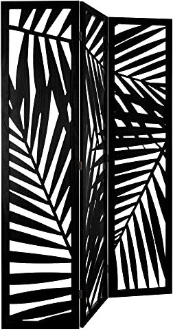 Atmosphera - Paravent Feuille - Bois - Noir H170 cm
