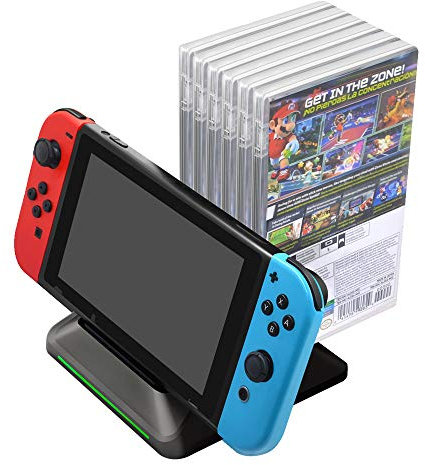TNE - Switch & Switch Lite Support de chargeur | Station d'accueil de chargement avec 6 supports de jeu et port USB de type C pour Nintendo Switch 2017/Switch Lite 2019 Portable Gaming System (Noir)