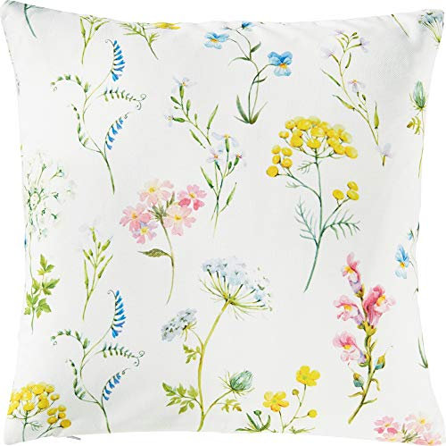 Erwin Müller Kissenhülle, Kissenbezug Blumen-Wiese bunt Größe 50x50 cm - hohe Strapazierfähigkeit, mit Reißverschluss