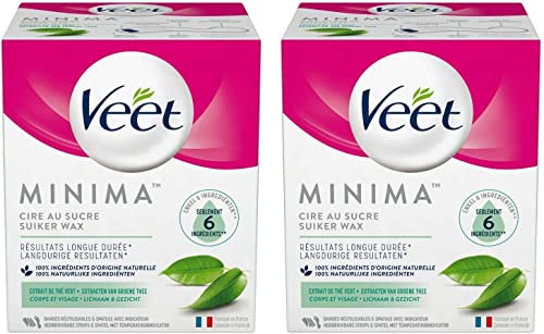 Veet Minima Zucchero Cera - 100% Ingredienti di origine naturale per una morbidezza duratura - Tè verde (2 pezzi)