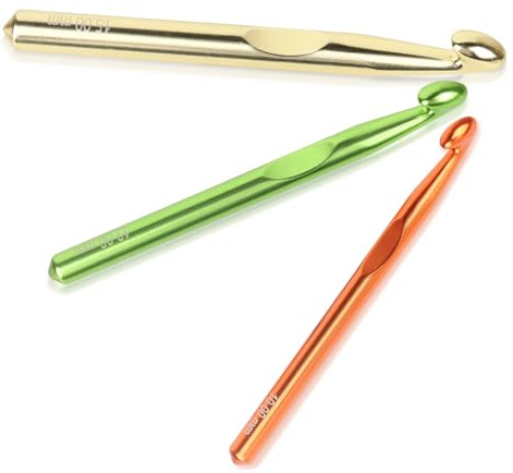 Katech Lot de 3 Grands Crochets 15 mm, 12 mm, 10 mm - Aiguilles en Aluminium pour Fil Épais - Pour Écharpes, Couvertures, Tapis - Ergonomique pour Mains Arthritiques