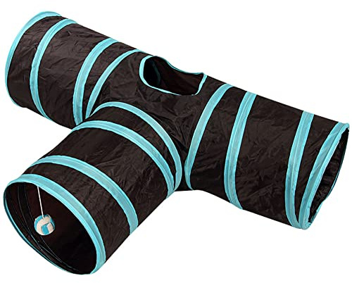 Alnicov Cat Tunnel Toy 3 WayT-Shaped Cat Tunnel Toys Outdoor Plegable Pet Toy Grandes Tubos Plegables para Túnel de Juego para Interior