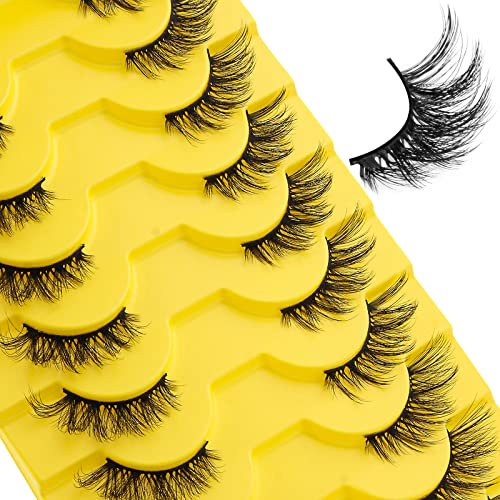 Demi Faux Cils 10 Paires- 6D Faux Cils Naturel 3/4 Short Cils Professionnel Lashes Noir Réutilisable (ZL35)