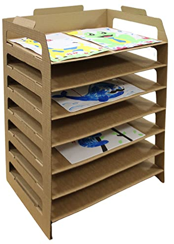 Cléopâtre - Secador de cartón Resistente para secar Dibujos y Pinturas, Ideal para la Clase, Kraft, 14 estantes sólidos