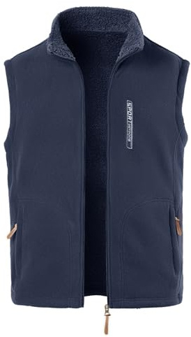MeiLayM Uomo Smanicato Caldo Autunno e Inverno Giacche Gilet e Gilet in Pile Uomo Gilet In Pile Con Cerniera Intera con Gilet da Fotografia All'aperto Collare Giacca Senza Maniche, Blu, M