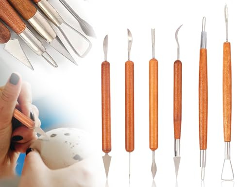 KAPSING Set di Strumenti per Modellare 6 Pezzi, Strumento per Modellare la Ceramica, Set di Strumenti per vasaio di Argilla, Strumenti per intagliare la Ceramica