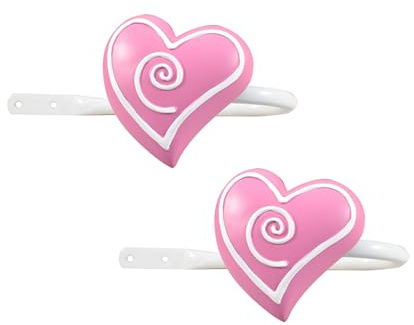 Kids Curtain Pole Holdbacks Window Tiebacks For Childrens Bedroom (Pink Heart)