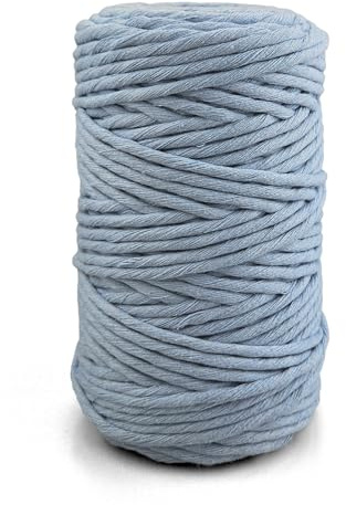 Netuno Cuerda algodón macramé Color Azul Claro 5 mm 100 m Hilo Artesanal Suave Resistente Trenzado decoración manualidad Bricolaje hogar Arte DIY