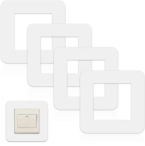 MOERDIFFER 4PCS Lichtschalter Schutz für Wand, dekorative Schutzabdeckungen, Lichtschalter Abdeckung, Wandsteckdosenaufkleber für Zuhause, Wohnzimmer, Schlafzimmer, Küche (8,6 x 8,6 cm, weiß)