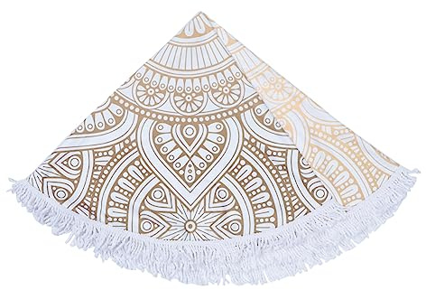 Ciieeo Couverture De Plage Ronde Mandala Nappe Couverture De Pique- Tapis De Yoga Jeté De Table Décor Intérieur