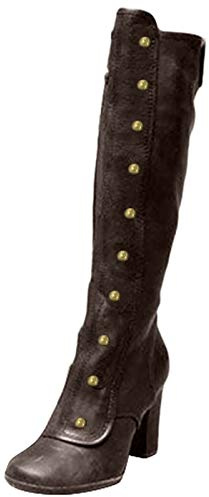 OBiQuzz - Bottes d'équitation pour femme - Style rétro gothique - Bottes hautes au genou - Cuir - Noir - Taille 40 EU - Hiver - Équitation, Cosplay