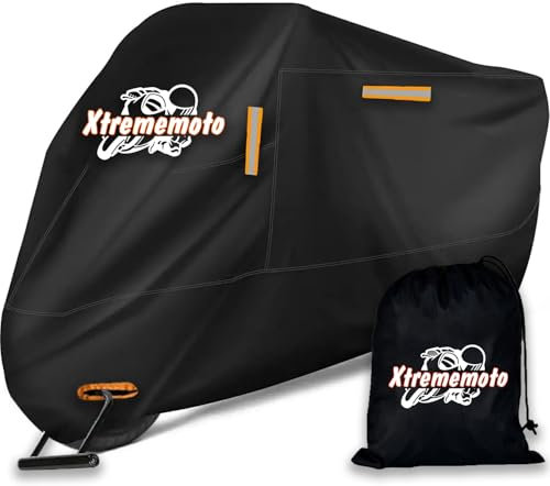 Xtremeauto Motorcycle Cover Waterproof Outdoor, Heavy Duty Oxford Fabric All-Weather Protection, Rain UV Dust Resistant Indoor/Outdoor Cover for Street/Sport/Touring Motorbikes (96.5X41.3X49.2in) XL