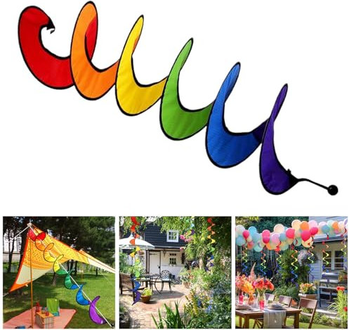 Wind Spinner Tent Colourful Wind Chimes Deko-Windspiel für draußen UV Resistant and Weatherproof, Ø22cm, Länge: 145cm, Hängend, Windfahne Garten & Balkon, Bunt