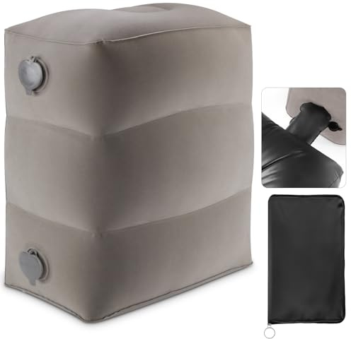 Maliton Inflatable Foot Rest Pillow for Travel,Kids Airplane Bed,Adjustable 3 Layers Height Leg Pillow of Air Travel Essentials,Car, Office, Home - Fast Inflation (Grey)