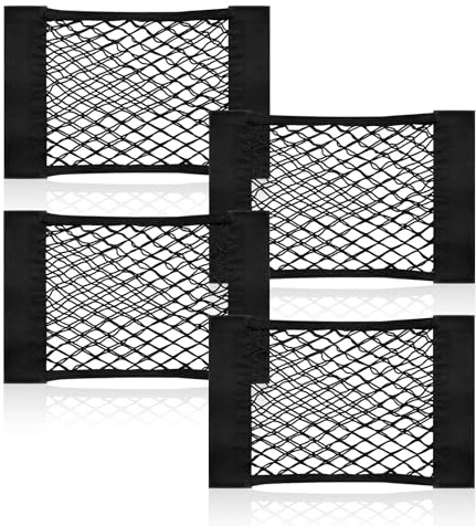 GrünWerk 4 Pack Filet Coffre Voiture, 40 X 25CM Filet De Rangement, pour Rangeable Bouteilles, épicerie, Camion Voiture De élastique Filet De Rangement