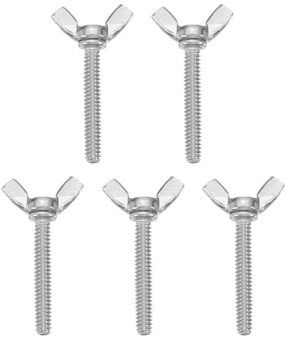 sourcing map 5Pcs 3/16-24 x 1-1/4 Wing Butterfly Screw Bolts, 304 Stainless Steel Machine Fastener, Thumb Hand Screws for Electronic Equipment, Silver Tone