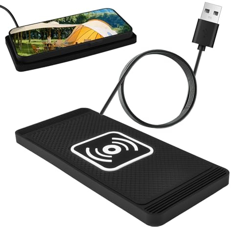 15 W Chargeur de Voiture sans Fil Tapis de Chargement Rapide sans Fil QI pour Voiture Tapis de Charge Rapide antidérapant avec USB Câble 1M pour iPhone 16 15 14 13 12 11 X Samsung S22/S21