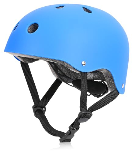 LustLocke Casco de bicicleta para niños, casco de patinaje ajustable para niños y niñas de 3 a 8 años, cascos de protección para niños para varios deportes, bicicleta, monopatín, patinaje, color azul