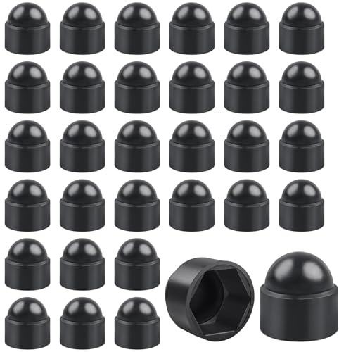 30 Pièces Cache Vis Noir M12, Cache Écrou Hexagonal de Protection, Capuchon en Plastique pour Vis, Antirouille, Étanche, Antipoussière pour Meubles Intérieurs et Extérieurs, Armoires, Projets DIY