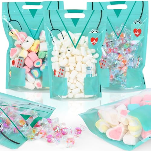 Whaline 50Pcs Nurses Day Cellophane Ziplock Bags Sealing Pouches with Handles Nurse Clothes Resealable Candy Treat Bags for Medical Doctor Nursing Graduation Party Favors Supplies