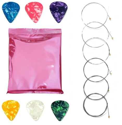 6 Pcs Electric Guitar Strings 9-42 Gauge – Brilliant Sound with Durable Design, Includes 6 Guitar Picks, Ideal for Home or Stage Use, Suitable for Various Musical Styles