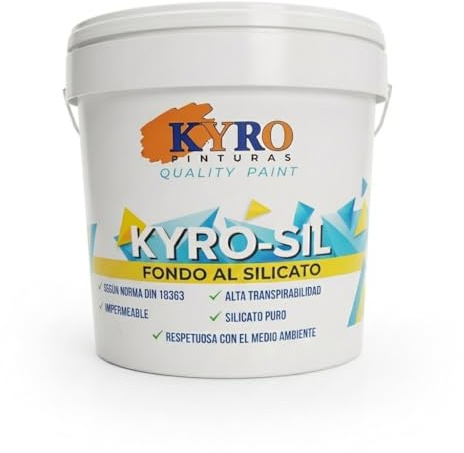 KYRO-SIL FONDO Imprimación al Silicato de Potasio Puro - Fijador Profesional para Soportes Minerales Porosos - Interior y Exterior - 14 Litros