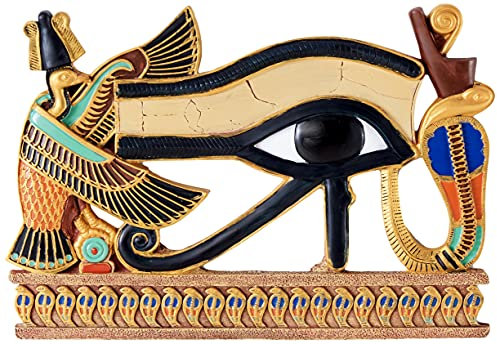 Design Toscano Ägyptische Deko Auge des Horus Wandskulptur Plakette, Polyresin, vollfarbe, 30 cm