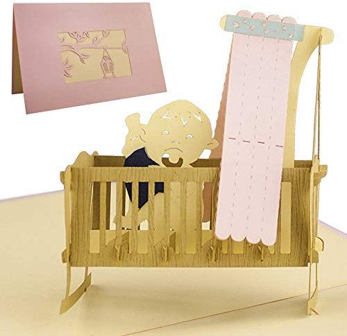 Karte zur Geburt Mädchen in Rosa - die perfekte Karte für jede Geburt, Glückwunsch Geburt, Glückwunschkarten Geburt, Karten zur Geburt, tolle Pop up Karte G09.3