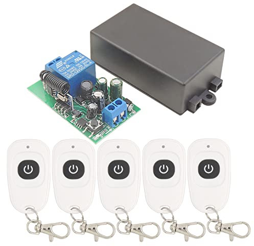 DieseRC Interruptor de Control Remoto de luz de radiofrecuencia, 433 MHz RF inalámbrico AC 220V 240V 1500 W Receptor de relé con transmisor, Modo de Palanca Encender/Apagar lámpara