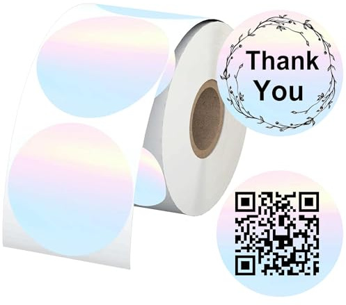 Lot de 500 étiquettes thermiques directes rondes pour petite entreprise - 5,1 cm - Autocollants thermiques polyvalents pour inventaire, code couleur, adresse, étiquette de nom (rond)