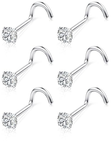 Chriscoco G23 Titan Nasenpiercing Silber Nasenstecker Nostril Piercing 18G