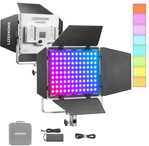 GODOX LITEMONS LP400R RGBW LED Video Light, CCT Bicolore Temperatura 1800K-10000K 36W Luce Pannello con Modalità HSI e Modalità GEL, 14 Effetti di Luce, Controllo APP di Supporto