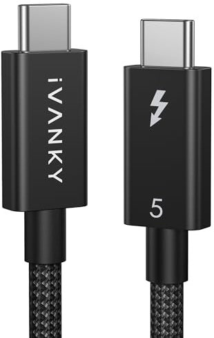 IVANKY Thunderbolt 5 Kabel [Intel-zertifiziert], 80Gbps Datentransfer, 120Gbps Bandbreite, USB C Kabel 240W Leistung, Unterstützung 8K Display, Kompatibel mit MacBook M4 TB4/DP2.1/USB 4-1M