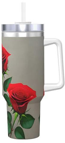 Borraccia termica a doppia parete in acciaio inox, con manico e coperchio con cannuccia