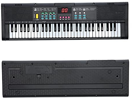 Tangentbordspiano, 61 Keys Electric Digital Piano med Mikrofon för Barn, Barninstrument, USB -kabel, Hörlursuttag, Inspelning, Programmering