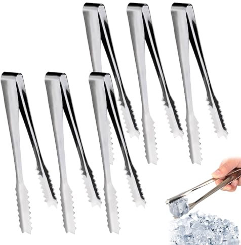 6 pezzi accessori Candy Bar, pinze per zucchero in acciaio inox, 15 cm, set di accessori per candybar, pinza per il ghiaccio, pinza per la cucina, matrimoni, feste, bar, picnic, colore argento