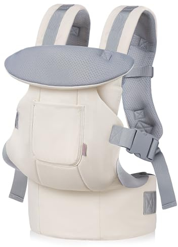 GAGAKU Marsupio Neonati Ergonomico, Marsupio Neonato da 0 a 36 mesi, Porta Bebè, facile da indossare viso in faccia in avanti e indietro da indossare per bambini - Crema