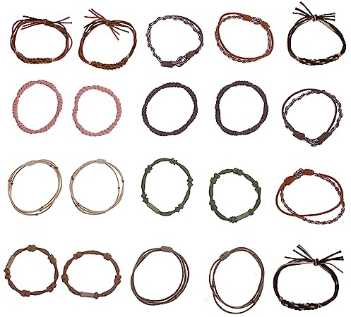 WRITWAA Lot De 20 Rétro Pour Cheveux Pour Femmes Mini-Élastiques Pour Queue De Cheval Accessoires Pour Cheveux Élastiques Bouclés Rubans En Caoutchouc