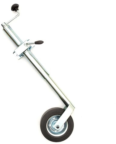 PetrolScooter 48mm Jockey Wheel & Clamp & Wind Handle Heavy Duty Steel Solid Puncture Proof Rubber Wheel Compatible Replacement For Erde 102, 121, 122 & Daxara 107, 127 Trailer