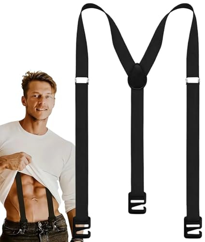Kinrguiyuez Bretelles pour Homme | Bretelles pour Homme Sous les Vêtements | Sangles Élastiques Y-Back Réglables pour Randonnée en Plein Air, Ski, Travail, Camping, Escalade, Pêche, Cyclisme, Noir