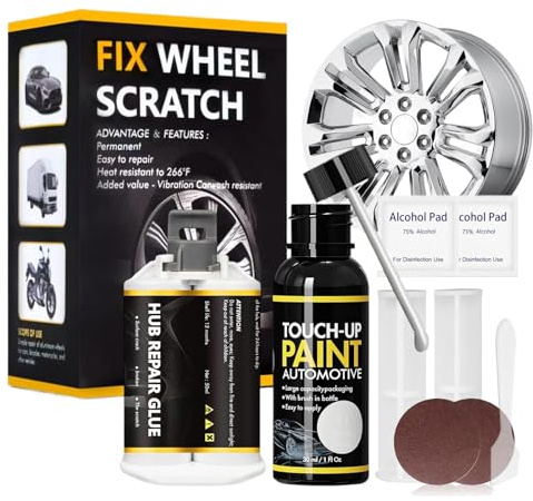 Pintura Llantas,Reparación Llantas Aleación,Kit Reparación Llantas Aluminio,Reparador Llantas Aluminio,para Reparar Rayones las Ruedas,Oxidación,Corrosión,Abolladuras,Plata