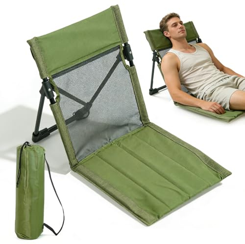 Cojín de asiento para exterior, silla de playa plegable, cojín para silla de playa con respaldo, cojín plegado, silla de suelo, cojín de playa, plegable para picnic, pesca, senderismo, camping (verde)