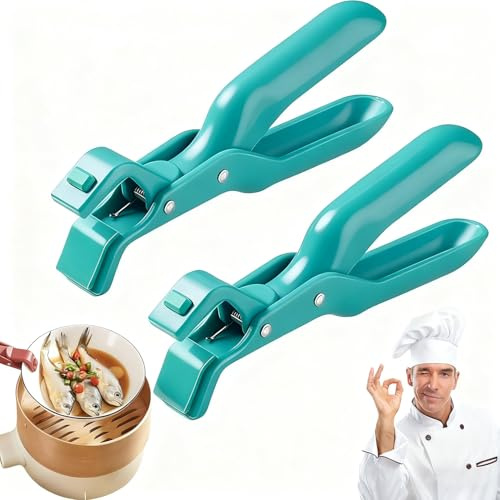 Multi-Purpose Anti-Scald Bowl Holder Clip, Silicone Non-Slip Heat Insulation Anti-Scald Clip, Multi-Function Anti-Scald Bowl Clip, Ergonomic Kitchen Tool for Microwave, Oven & Air Fryer (Green-2pcs)
