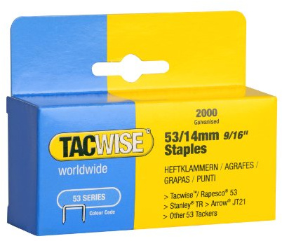 Tacwise 0338 Typ 53 / 14 mm Verzinkte Heftklammern, 2000 Stück