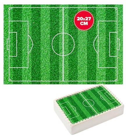 dekora – Decorazione per Torta di Compleanno con Motivo Calcio per Bambini, 20x27 cm, Realizzata in Carta Alimentare, Senza Zucchero, glutine e lattosio