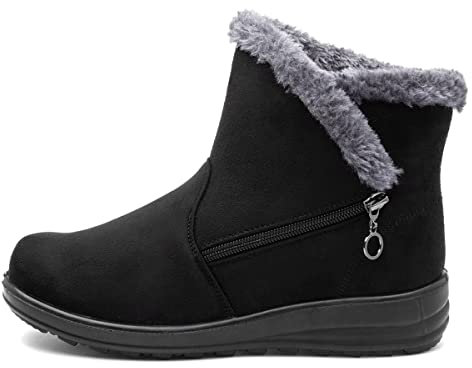 Cushion Walk Olivia Womens Black Faux Fur Boot - Size 5 UK - Black