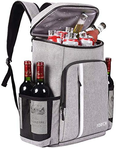 FORICH Backpack Cooler Leakproof Insulated Waterproof Backpack Cooler Bag, Lightweight Soft Beach Cooler Backpack for Men Women to Work Picnics Camping Hiking, 30 Cans(Grey)